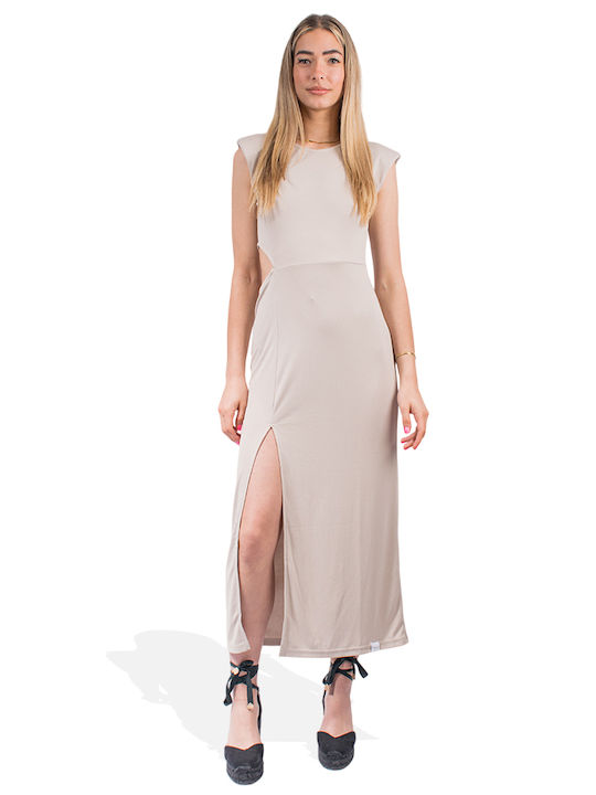 4tailors Dress with Slit Beige