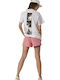 Damen Sportlich Oversized T-Shirt White