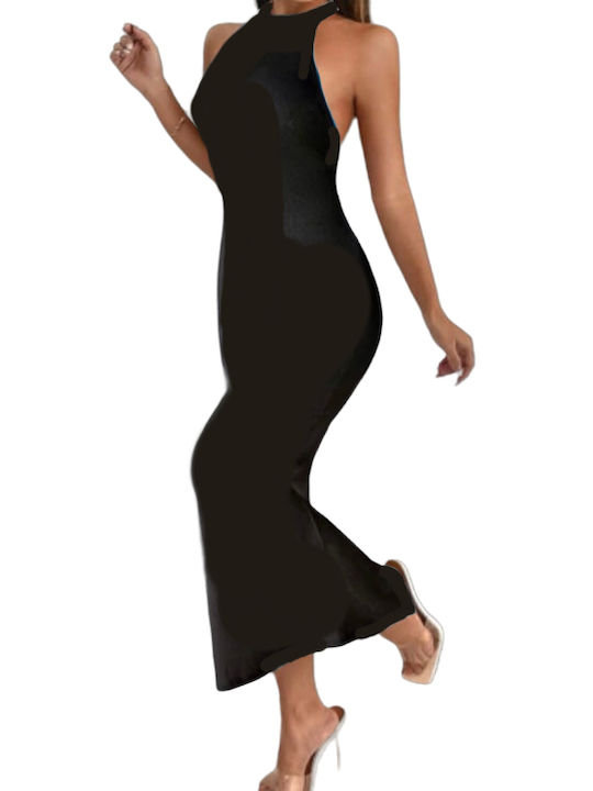 Fashion Vibes Maxi Dress with Slit Black