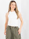 Damen Bluse Baumwolle Ärmellose Weiße