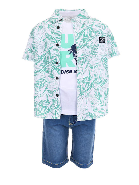 Kids' Set with Shorts Summer 3pcs Mint-white