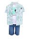Kids' Set with Shorts Summer 3pcs Mint-white