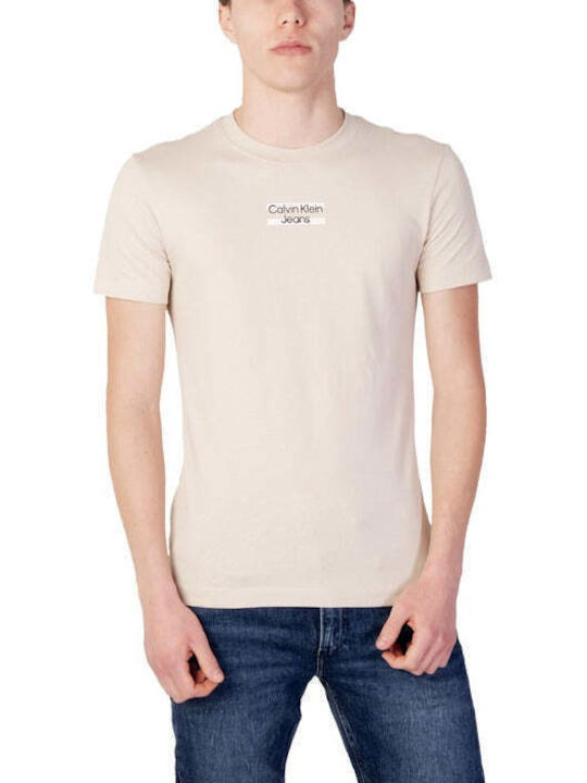 Calvin Klein Ανδρικό T-shirt Κοντομάνικο Μπεζ