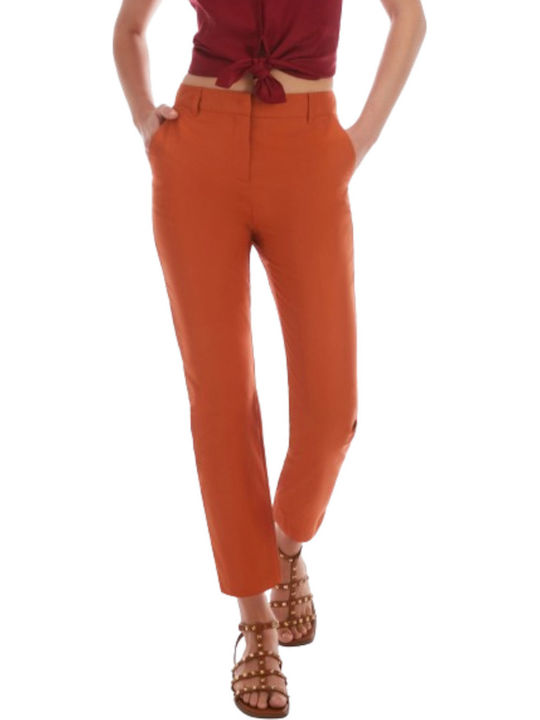 Women's Fabric Trousers in Slim Fit Orange