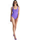 One-Piece Swimsuit with Open Back Purple