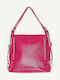 Leder Damen Handtasche Rucksack Handtasche Schulter Fuchsie