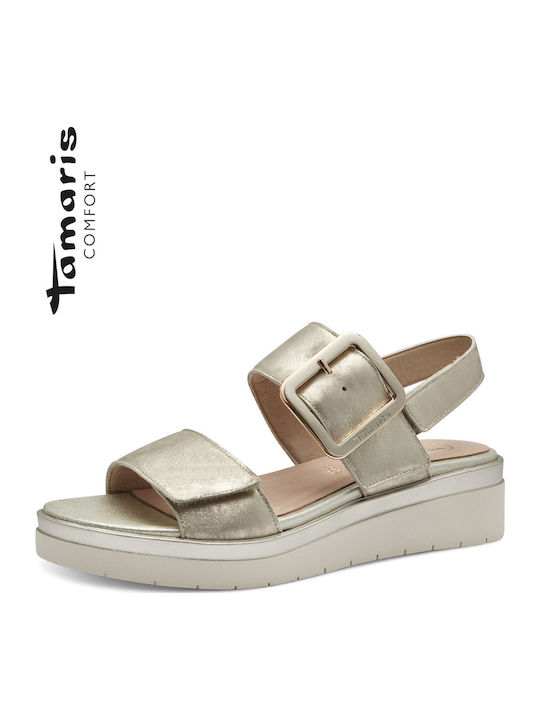 Tamaris Women's Leather Platform Shoes Gold
