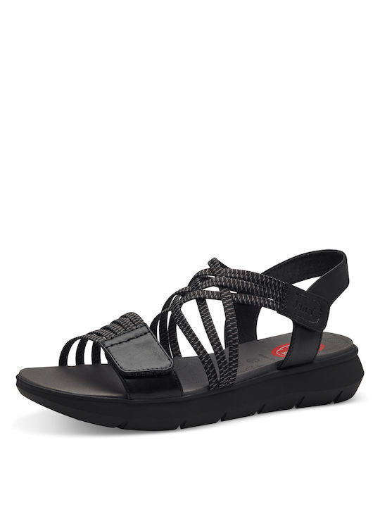 Jana Damen Flache Sandalen Flatforms in Schwarz Farbe