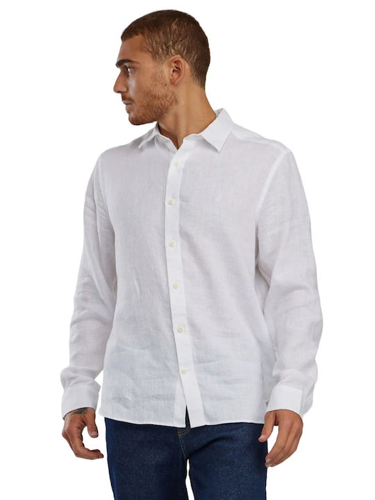 Nautica Men's Shirt Linen White