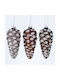 Set Hanging Christmas Tree Ornaments Pine Glass Brown 12x12cm 3 Pieces