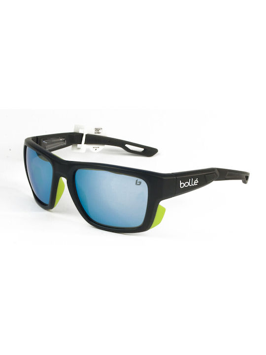 Bolle Men's Sunglasses with Black Plastic Frame and Blue Mirror Lens BS035003