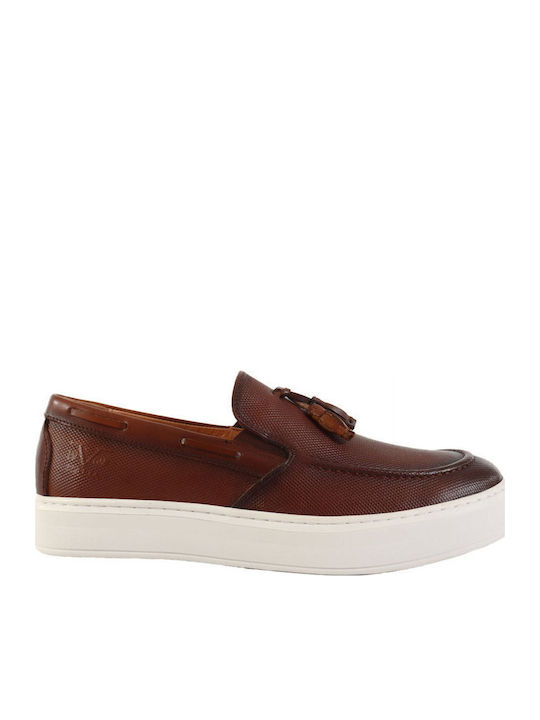 19V69 Men's Leather Loafers Tabac Brown