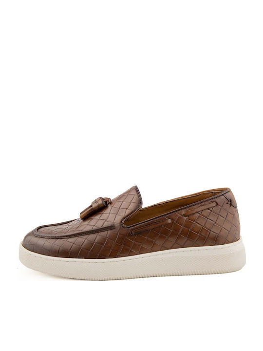 Δερμάτινα Ανδρικά Loafers σε Καφέ Χρώμα