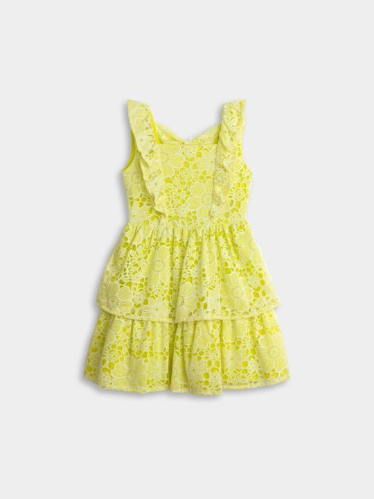 Funky Mädchen Kleid Blumen Yellow