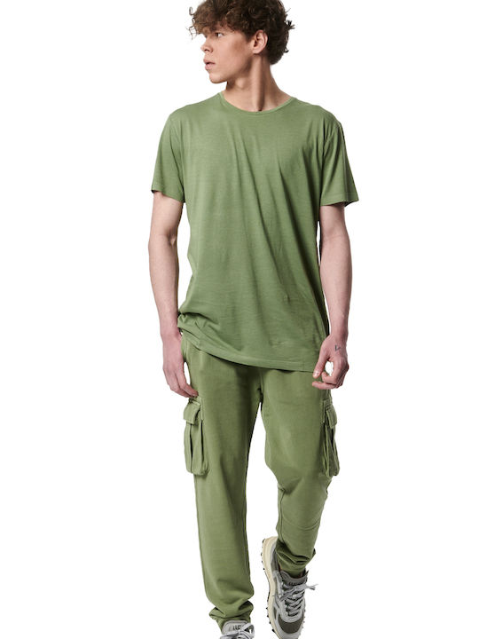 Body Action Men's Trousers Cargo in Regular Fit Green