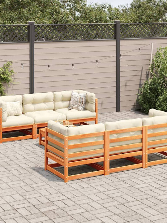 Set Cameră De Zi Pentru Exterior 7 Piese Maro Cu Perne