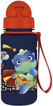 Διακάκης Kids Water Bottle Dinosaur Plastic with Straw 400ml