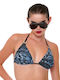 Bikini Dreieck B-Cup Mit Polsterung Blumen Blau
