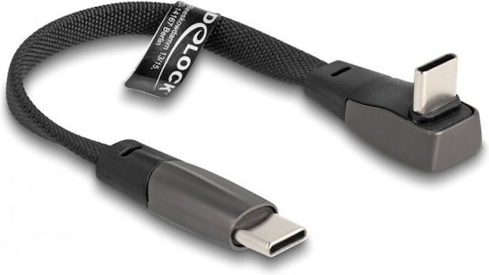 DeLock Flat / Braided USB 2.0 Cable USB-C male - USB-C 60W PD Μαύρο 0.14m 80750