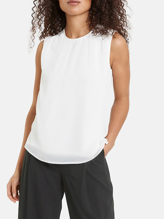 Taifun Damen Bluse Ärmellos OffWhite