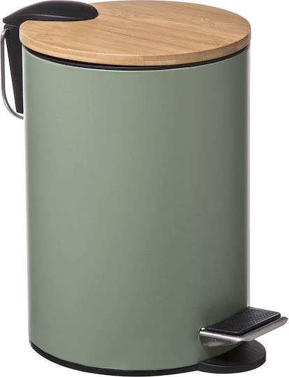 5Five Metallic Waste Bin with Pedal Green 3lt