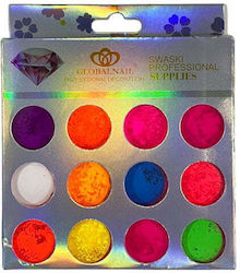 Globalnail Pigment Manicure Jars Nail Decoration 12 Colors Pigments Pigments Powder