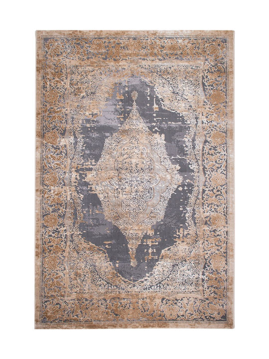 Klonaras Velvet 5420 Rug Round Grey Beige