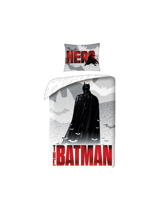 Batman Set Kids Duvet Cover Single with Pillowcase White 140x200cm