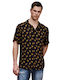 Roy Short-sleeved Denim Shirt in Wide Line Black