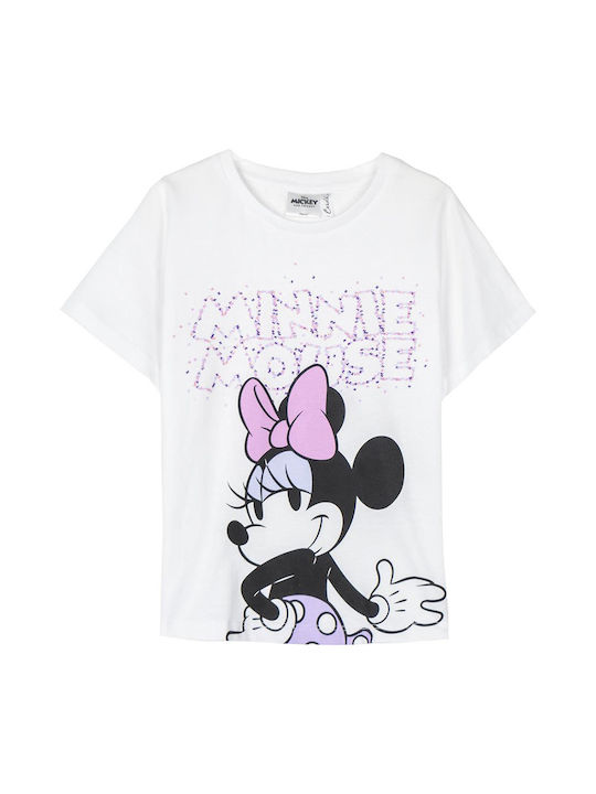 Minnie Mouse Bluză pentru copii Cu mâneci scurte Albă