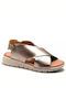 Valeria's Leather Women's Flat Sandals in Brown Color