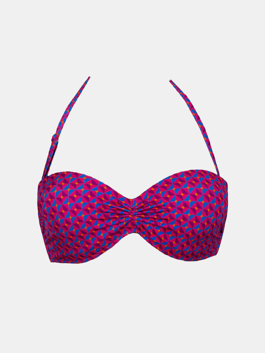 Γυναικείο Μαγιό Σουτιέν Strapless Rock Club Windy Print Push-up Bikini Regular Fit Lycra Cup B