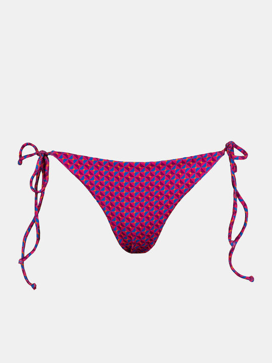 Windy Print Bikini Slip με Κορδονάκια Μωβ