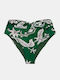 Lily Print Bikini Slip Ψηλόμεσο Πράσινο
