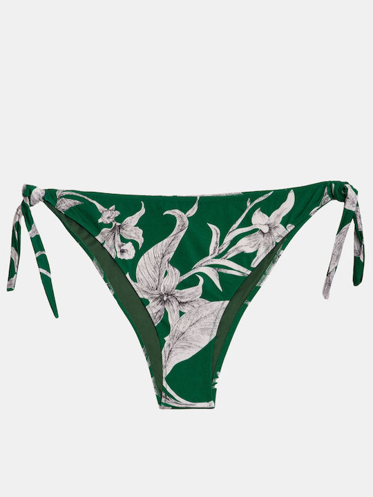Rock Club Lily Print Bikini Slip mit Schnürchen Grün