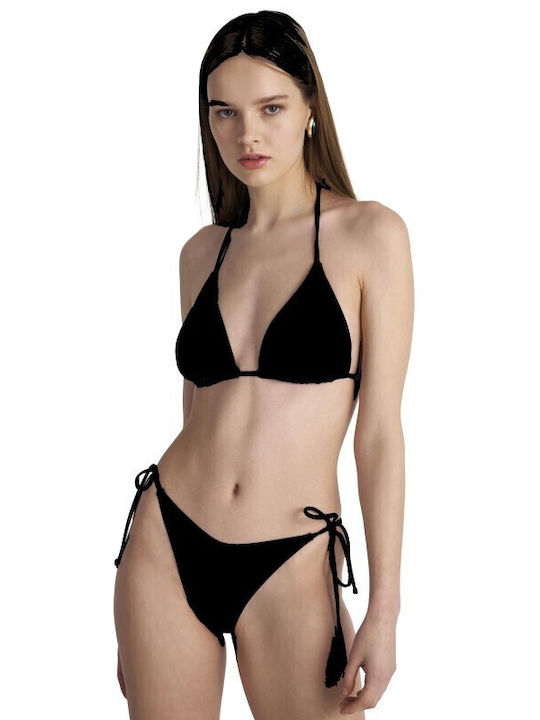 Blu4u Bikini Slip με Κορδονάκια Μαυρο