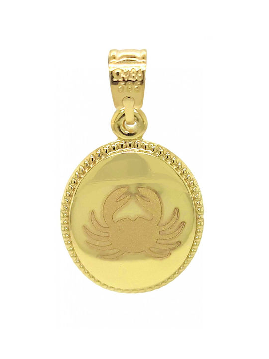 Pendant Gold Zodiac Sign 14k Double Faced Cancer Virgin Mary