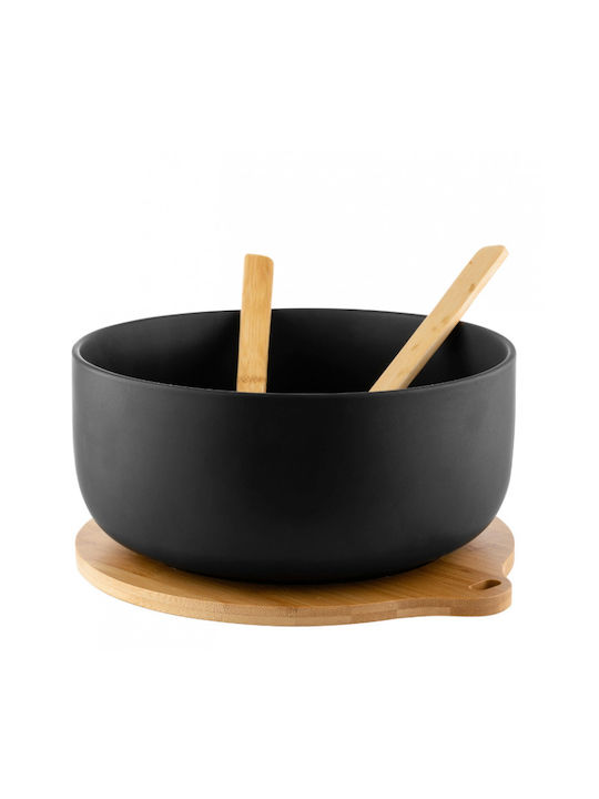 Florina Porcelain Salad Bowl Black 25x11cm