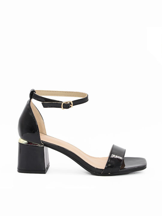 Alta Moda Patent Leather Women's Sandals Black