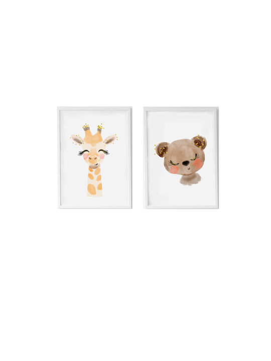 Crochetts Kids Framed Wall Painting Set 2pcs 33x43cm