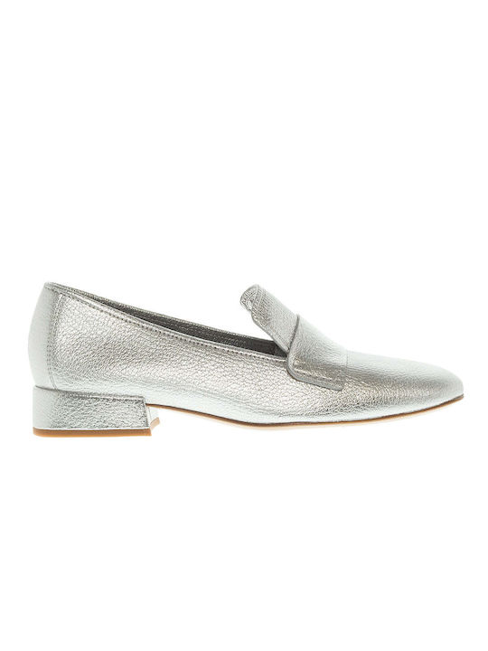 Pedro Garcia Leather Women's Loafers in Silver Color