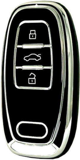 Car Key Cover Case made of with 3 Buttons for Audi in Black Color