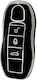 Car Key Cover Case made of with 3 Buttons for Porsche in Black Color