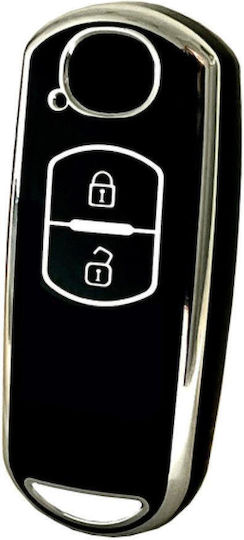 Car Key Cover Case made of with 2 Buttons for Mazda in Black Color