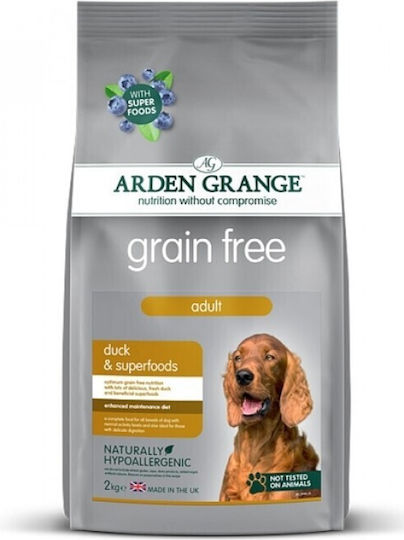 Arden Grange 2kg Ξηρά Τροφή χωρίς Σιτηρά για Ενήλικους Σκύλους με Πάπια και Πατάτες