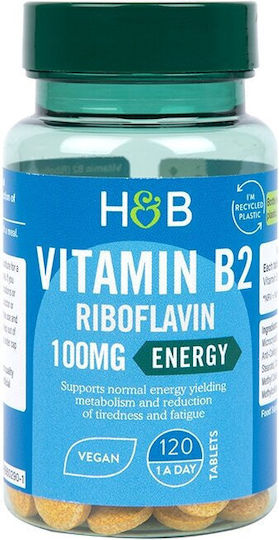 Holland & Barrett Vitamin B2 Vitamin für Energie 100mg 120 Tabletten