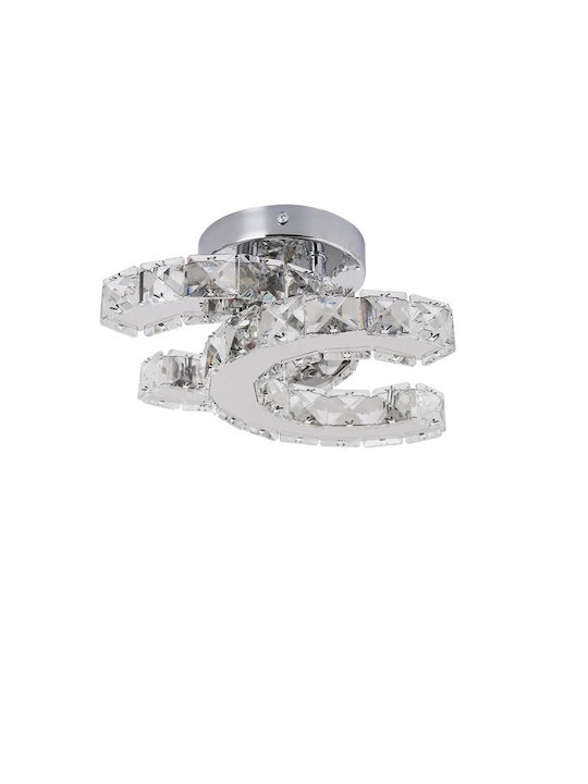 Lamp Ceiling Light with Integrated LED and Crystals Silver