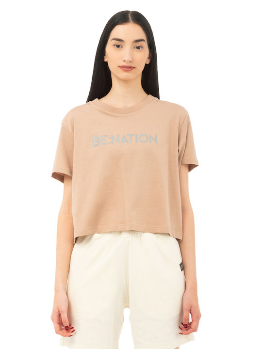 Be:Nation Top de Damă Crop Bej