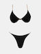 Rock Club Underwire Bikini Set Bra & Slip Bottom Black