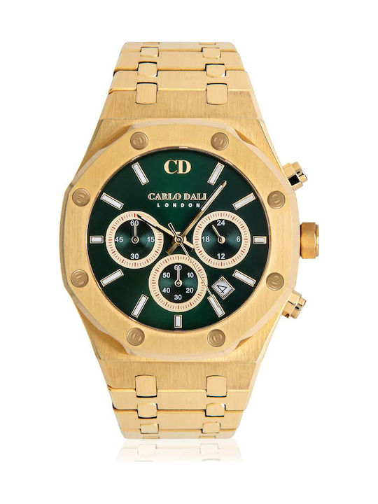 Carlo Dali Watch Chronograph Battery with Gold Metal Bracelet